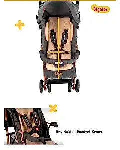 Rival Sweet Tam Yatar Baston Bebek Arabası Gold Antrasit RV111