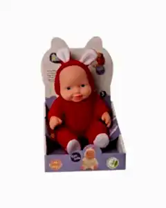 Tavşanlı Kostümlü Sesli Roza Et Bebek Kırmızı