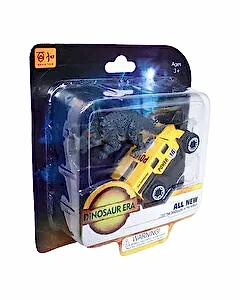 Metal Arabalı Jurassic Era Kauçuk Dinozor Seti Sarı