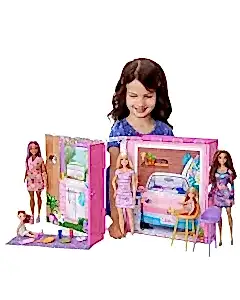 Barbie Portatif Tatil Evi Bebek ve Oyun Seti HRJ77