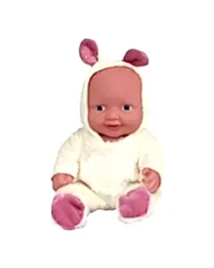 Tavşan Kostümlü Sesli Roza Et Bebek Beyaz