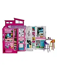 Barbie Portatif Tatil Evi Bebek ve Oyun Seti HRJ77