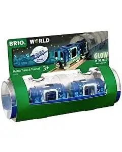 Brio Karanlıkta Parlayan Metro Treni ve Tünel