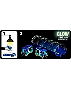 Brio Karanlıkta Parlayan Metro Treni ve Tünel