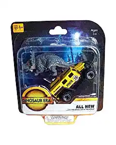 Metal Arabalı Jurassic Era Kauçuk Dinozor Seti Sarı