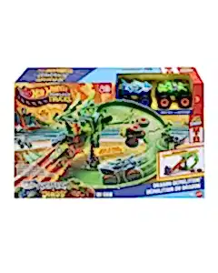 Hot Wheels Monster Trucks Köpek Balığı ve Dinozor Korkunç Ejderhaya Karşı Oyun Seti JFR06