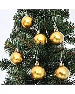 Ağaç Süsleme Topları 6'lı Set Mat Altın 4 Cm