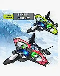 Uzaktan Kumanda 2.4 GHz LED Işıklı Jet Uçak Drone Yeşil
