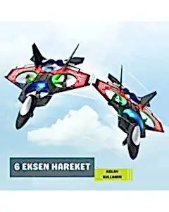 Uzaktan Kumanda 2.4 GHz LED Işıklı Jet Uçak Drone Kırmızı