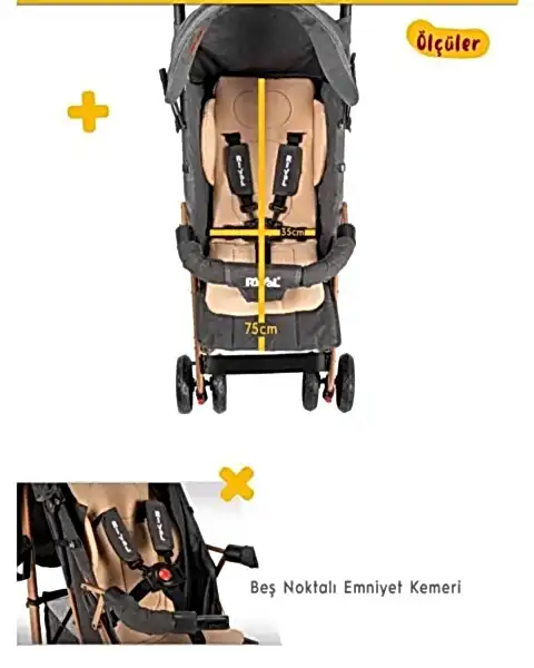 Rival Sweet Tam Yatar Baston Bebek Arabası Gold Antrasit RV111