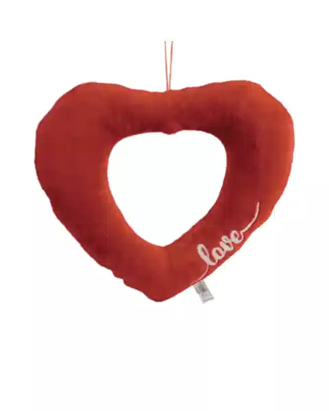 Love Nakışlı Kalpli Yastık 35 Cm Peluş