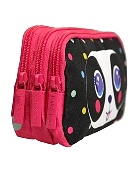 Kaukko Kids&Love 3 Bölmeli Cute Face Panda Kalem Çantası
