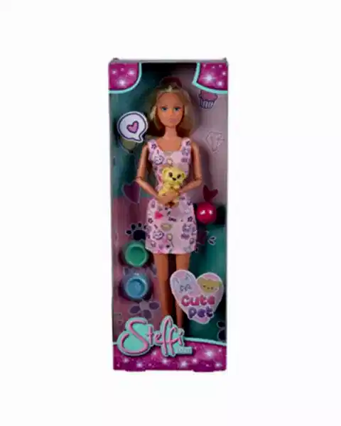 Steffi̇ Bebek ve  Sevi̇mli̇ Evci̇l Hayvan Pembe Elbi̇seli̇