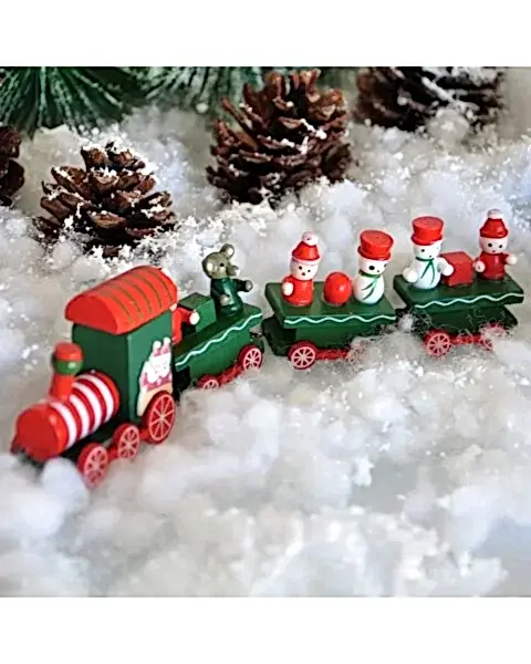 Yılbaşı Ahşap Süslü Tren 3