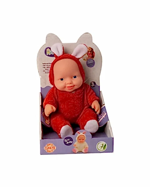 Tavşanlı Kostümlü Sesli Roza Et Bebek Kırmızı