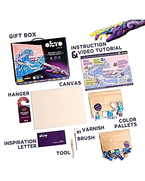 OKTO The Great Wave of Kanagawa 3D Duyusal Sanat Seti