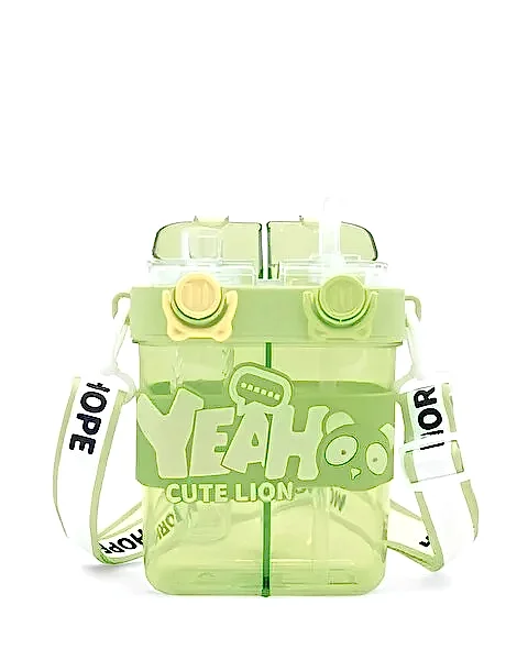 Yeah Askılı Çift Hazneli Çift Kapaklı Matara Yeşil