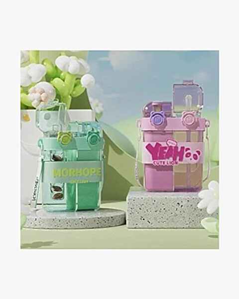 Yeah Askılı Çift Hazneli Çift Kapaklı Matara Yeşil