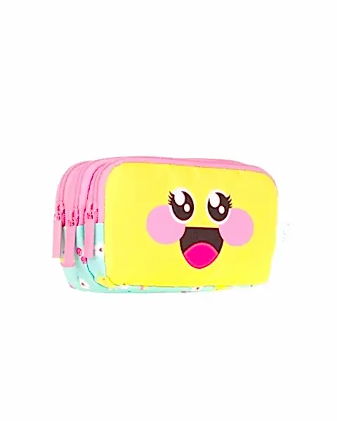 Kaukko Kids 3 Bölmeli Cute Face Daisy Kalem Çantası