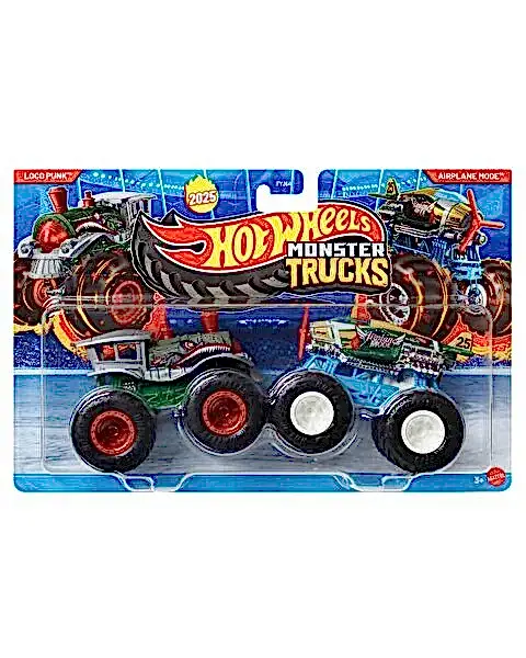 Hot Wheels Monster Trucks Güçlü İkili 1:64 Arabalar Loco Punk ve Airplane Mode JCC66