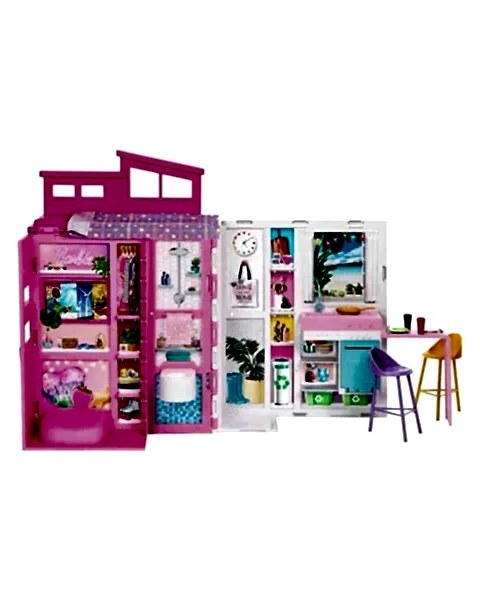 Barbie Portatif Tatil Evi Bebek ve Oyun Seti HRJ77