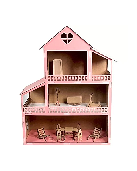 Ahşap Kalpli Ev 15 Parça