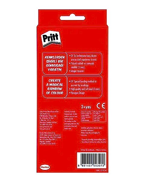 Pritt 12 Renkli Kuru Boya Kalemi Karton Kutu