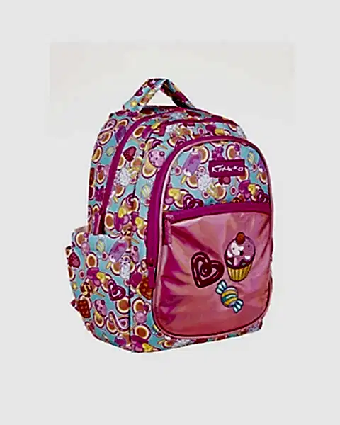 Kaukko Kids Aynalı Nakışlı Cupcake Pembe Okul Çantası