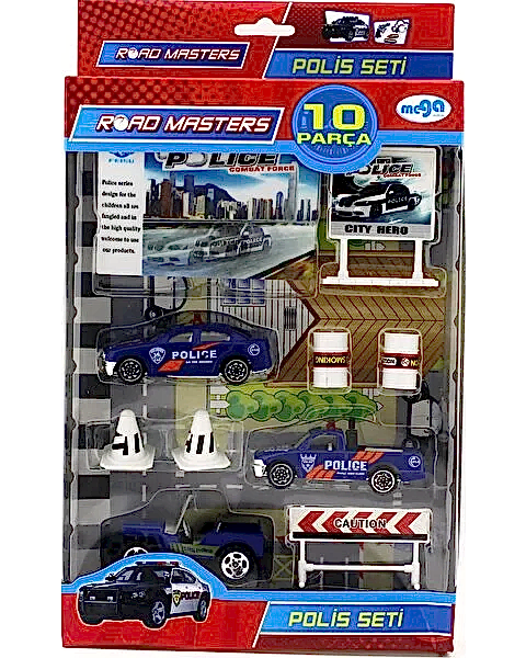 Die Cast 10 Parça Polis Seti