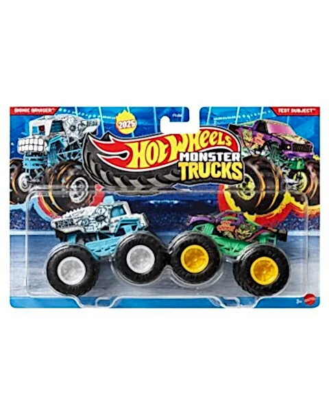 Hot Wheels Monster Trucks Güçlü İkili 1:64 Arabalar Bionic Bruiser ve Test Subject JCC68