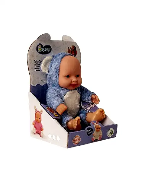 Ayı Kostümlü Sesli Roza Et Bebek Mavi