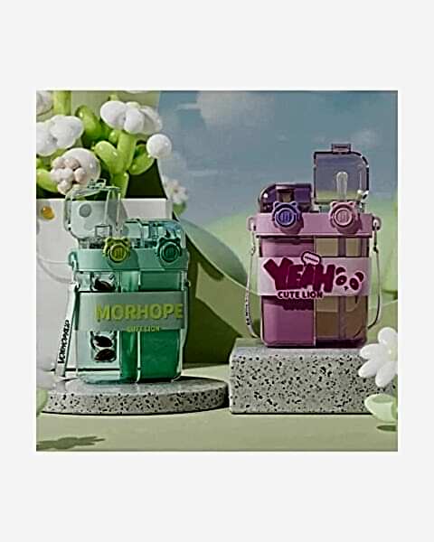 Yeah Askılı Çift Hazneli Çift Kapaklı Matara Mavi