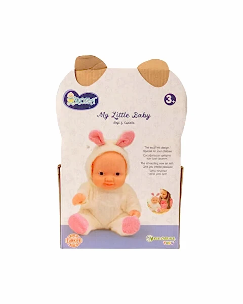 Ayı Kostümlü Sesli Roza Et Bebek Mavi