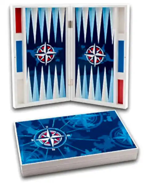 Elegance Parlak Pusula Desenli Mavi Tavla