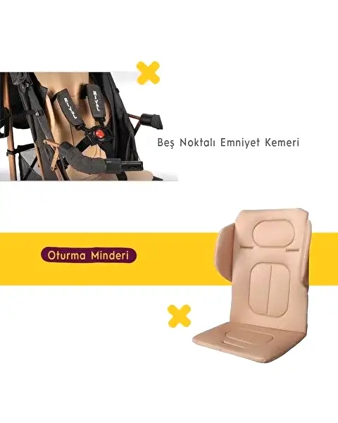 Rival Sweet Tam Yatar Baston Bebek Arabası Gold Antrasit RV111