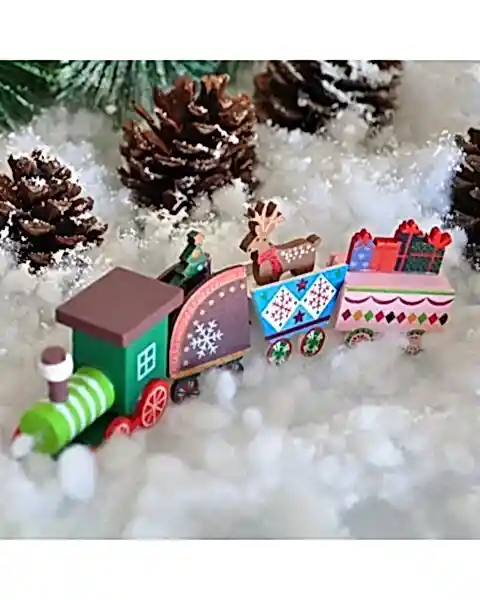 Yılbaşı Ahşap Süslü Tren 2