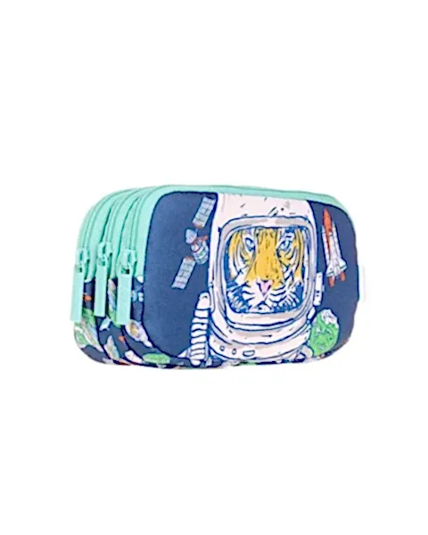 Kaukko Kids 3 Bölmeli Square Tiger  Kalem Çantası