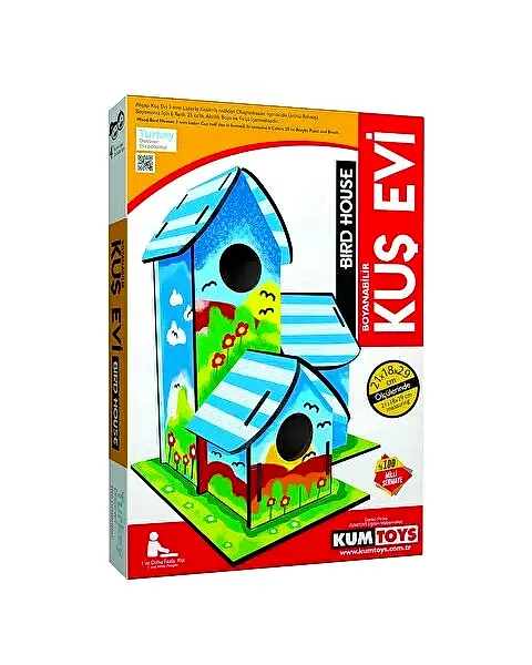 Boyanabilir 3'lü Ahşap Kuş Evi
