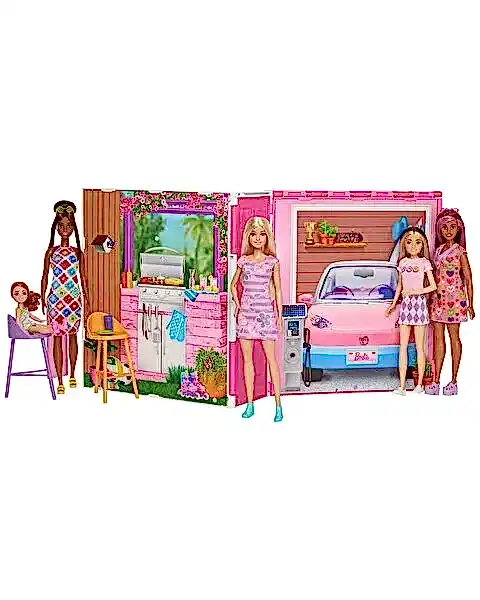 Barbie Portatif Tatil Evi Bebek ve Oyun Seti HRJ77