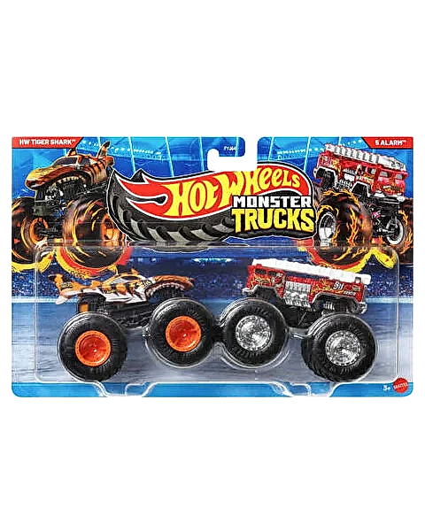 Hot Wheels Monster Trucks Güçlü İkili 1:64 Arabalar Hw Tiger Shark & 5 Alarm JCC76